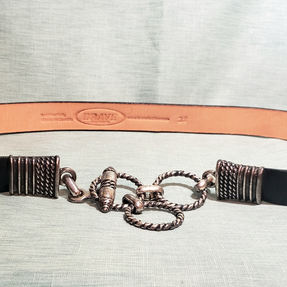 Woman's Black Leather Belt - Brave